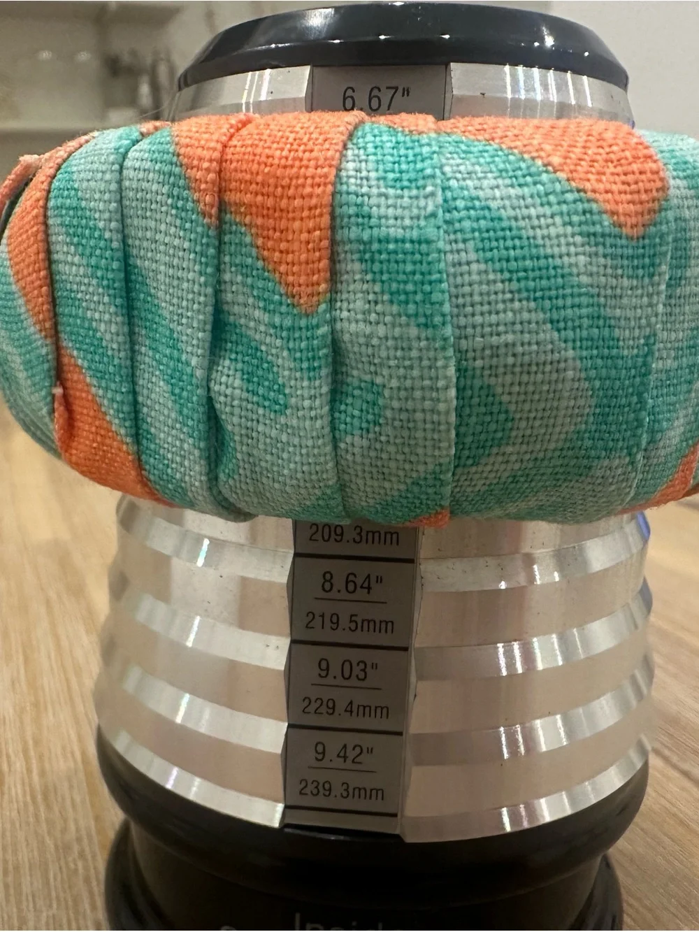 Handmade Orange and Teal Fabric Wrapped Chunky Bangle Bracelet